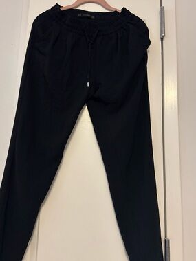 Zara Black Women's Elastic Drawstring Tapered Pants